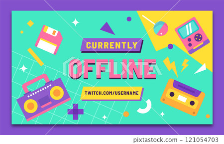 Flat design colorful 90s party twitch background Flat design colorful 90s party twitch background 121054703