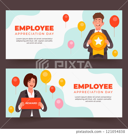 Flat employee appreciation day horizontal banners set 121054838