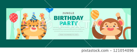 Flat jungle birthday party twitch banner 121054896