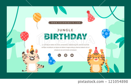Flat jungle birthday party twitch background 121054898