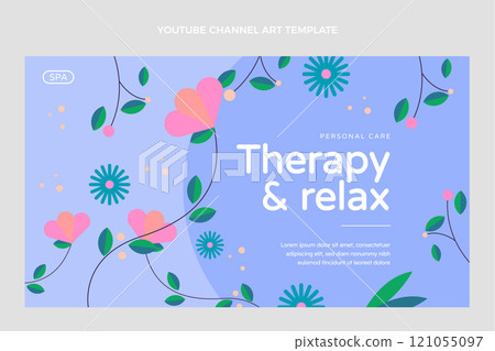 Flat design spa offer youtube channel art template 121055097
