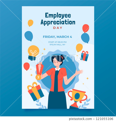 Flat employee appreciation day poster template 121055106
