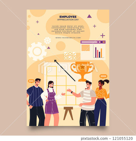 Flat employee appreciation day vertical poster template 121055120