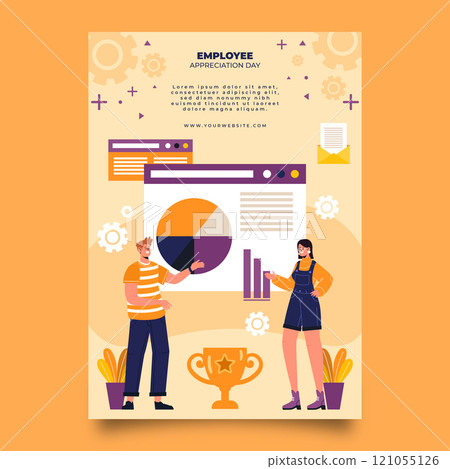 Flat employee appreciation day vertical poster template 121055126