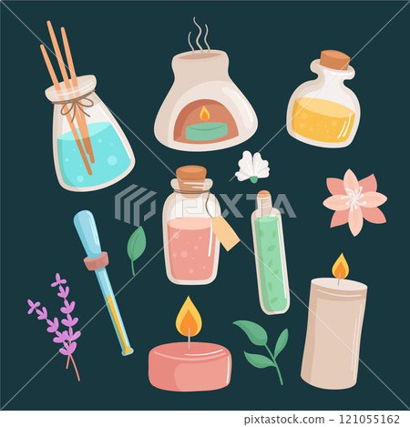Aromatherapy element collection flat design 121055162