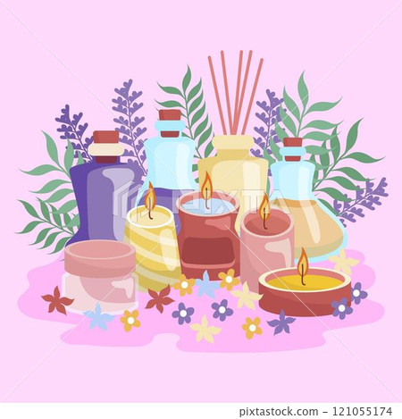 Aromatherapy element set flat design 121055174
