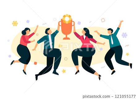 Happy people celebrating a goal achievement 121055177