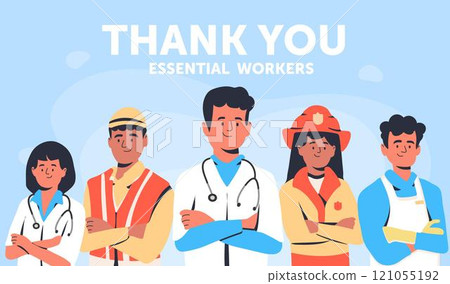 Organic flat thank you essential workers illustration 121055192