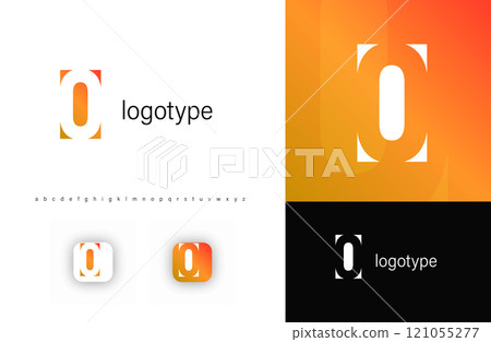 Abstract monogram letter O in negative space style with minimalistic cutout letter design. Perfect for technology, corporate branding, and modern app identity. Clean geometric vector logo 121055277