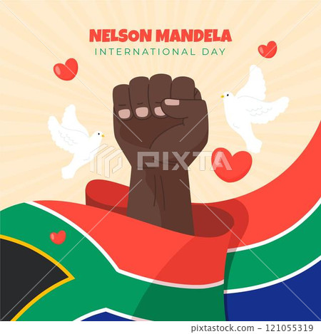 Hand drawn nelson mandela international day illustration 121055319