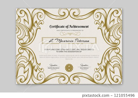 Ornamental certificate of achievement Ornamental certificate of achievement 121055496