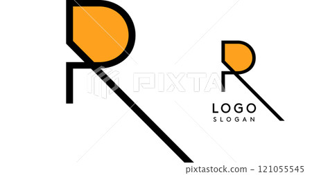 Geometric minimal letter R. Sleek tech logo for innovative branding, real estate, archetecture studio, digital finance, kid toys logo, creative brand. Vector illustration 121055545