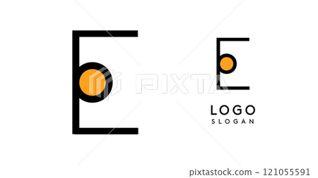 Geometric minimal letter E. Sleek tech logo for innovative branding, real estate, archetecture studio, digital finance, kid toys logo, creative brand. Vector illustration 121055591