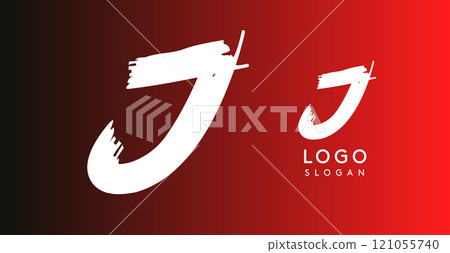 Handwritten brush pen letter J, urban street art, vibrant and rebellious edgy logo for cool music cover and fashion brands. Vector illustration 121055740
