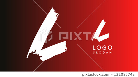 Handwritten brush pen letter L, urban street art, vibrant and rebellious edgy logo for cool music cover and fashion brands. Vector illustration 121055742