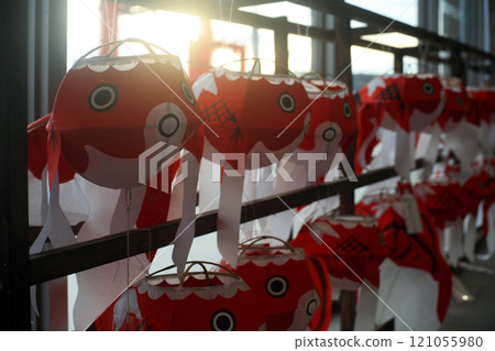 Goldfish lanterns at the ferry terminal 121055980