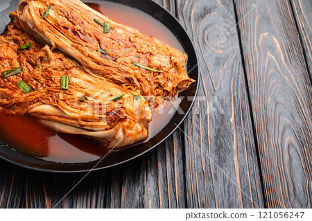 Traditional korean food kimchi photography . Top view 121056247