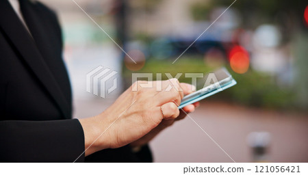 Hands, city and phone with business person on social media, texting and internet scroll in Japan with morning commute. Online, digital news and web search outdoor with travel to work with mobile Hands, city and phone with business person on social media, texting and internet scroll in Japan with morning commute. Online, digital news and web search outdoor with travel to work with mobile 121056421