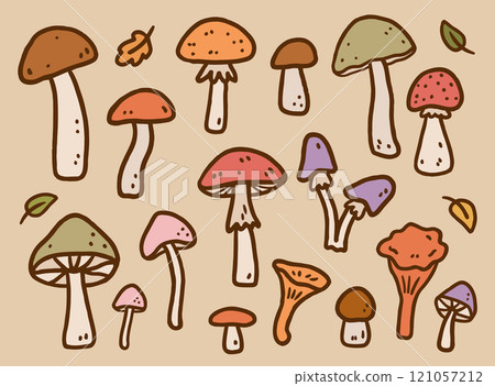 Cute set of autumn mushrooms 121057212