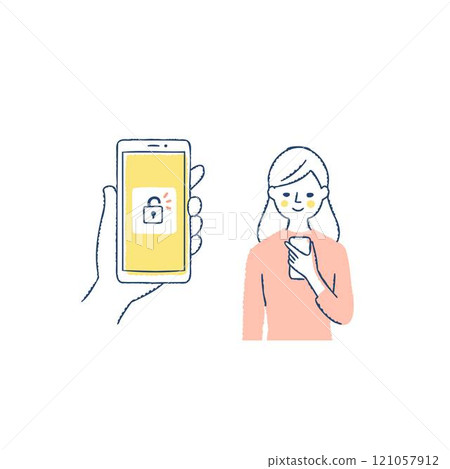 Security measures: A woman unlocking her smartphone Security measures: A woman unlocking her smartphone 121057912