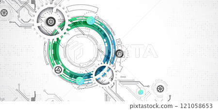 Abstract background. Scientific and technological concept with the use of technical elements formed in the shape of a circle. Vector Abstract background. Scientific and technological concept with the use of technical elements formed in the shape of a circle. Vector 121058653