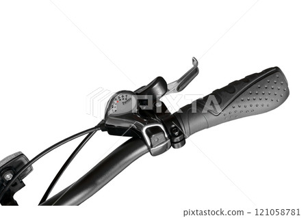 Black bicycle handlebar. 121058781