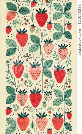 Red strawberry flower pattern 121058858