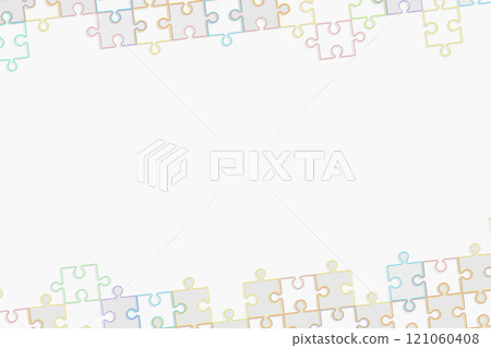 A white background with wireframes in the shape of puzzles, one above the other, tilted to the right A white background with wireframes in the shape of puzzles, one above the other, tilted to the right 121060408