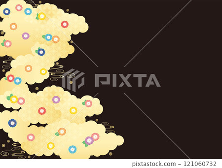 背景資料 - 日式（菊花 chirashi）6 個向量 121060732