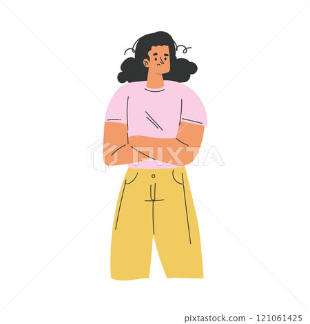 Serious Woman Character with Gesture and Face Expression Vector Illustration Serious Woman Character with Gesture and Face Expression Vector Illustration 121061425