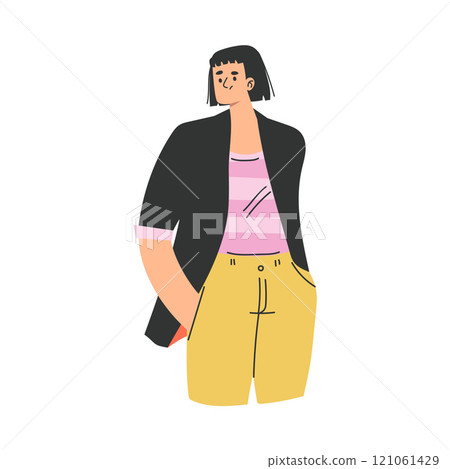 Serious Woman Character with Gesture and Face Expression Vector Illustration Serious Woman Character with Gesture and Face Expression Vector Illustration 121061429