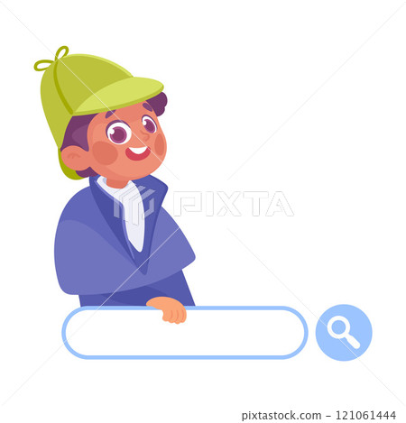 Search with Boy Detective with Browser Field Vector Illustration Search with Boy Detective with Browser Field Vector Illustration 121061444