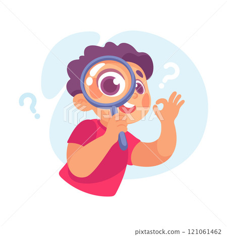 Search with Boy Character with Magnifier Vector Illustration Search with Boy Character with Magnifier Vector Illustration 121061462