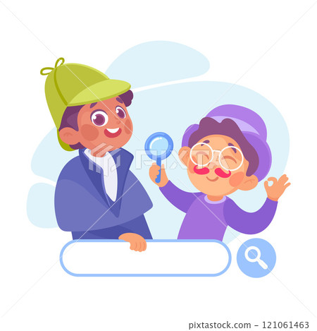 Search with Boy Detective with Browser Field Vector Illustration 121061463
