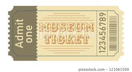 Retro vintage style museum ticket. 121061509