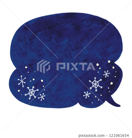 Snowflakes and night sky speech bubbles watercolor-style hand-drawn illustration 121061654