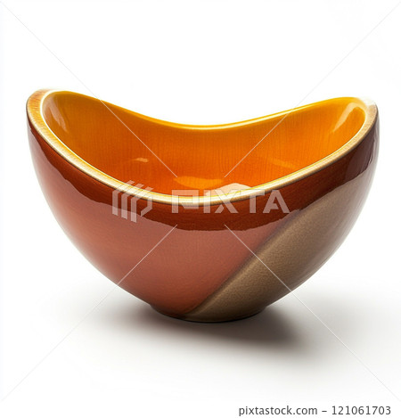 Modern design decorative ceramic bowl, isolated on pure white background. 121061703