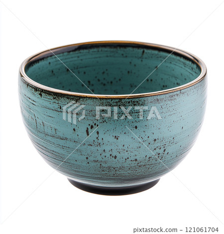 Modern design decorative ceramic bowl, isolated on pure white background. 121061704