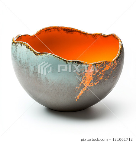 Modern design decorative ceramic bowl, isolated on pure white background. 121061712