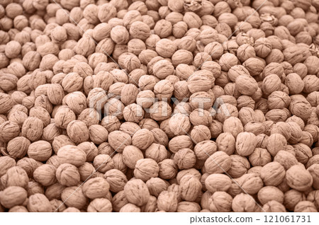 Walnut sale in the traditional farm Turkish market colored in Mocha mousse color of 2025 Walnut sale in the traditional farm Turkish market colored in Mocha mousse color of 2025 121061731