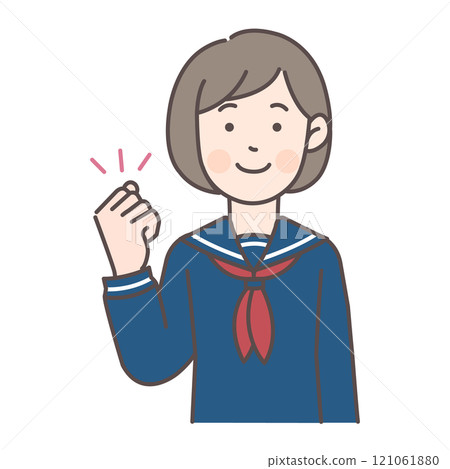 穿著水手服的女學生做膽量姿勢 121061880