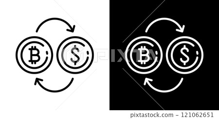 Bitcoin and dollar simple icon Bitcoin and dollar simple icon 121062651