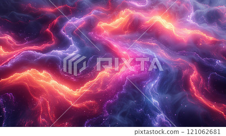 A colorful wave of light with a blue and purple section. The colors are bright and vibrant, creating a sense of energy and excitement A colorful wave of light with a blue and purple section. The colors are bright and vibrant, creating a sense of energy and excitement 121062681