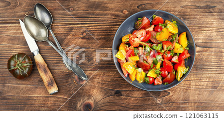Bowl of fresh tomato salad. 121063115