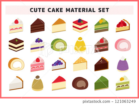 Cute cake illustration material set 121063249