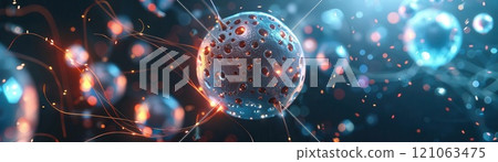 Abstract background with glowing orbs and intricate connections. Abstract background with glowing orbs and intricate connections. 121063475