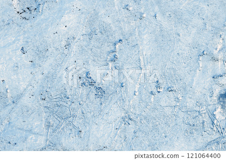 Transparent blue ice layer, natural background texture 121064400