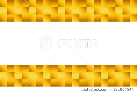A horizontal checkered background with only gold on the top and bottom (yellow gold gradation) 121064544
