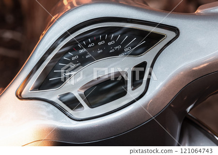 Classical Italian gray scooter handlebar with speedometer Classical Italian gray scooter handlebar with speedometer 121064743