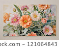 Cute flowers in pastel colors of orange, pink, and white 121064843